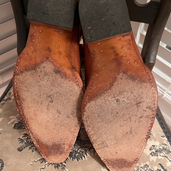 Frye Tan Leather Studded Cowboy Boots - Picture 6 of 7